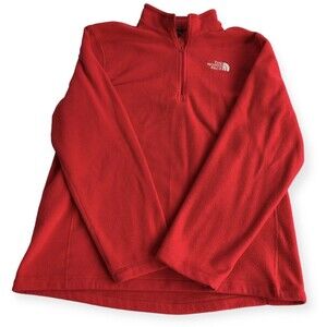 The North Face Sweater Adult Large Red Quarter Zip Fleece Mens Polartec pullover